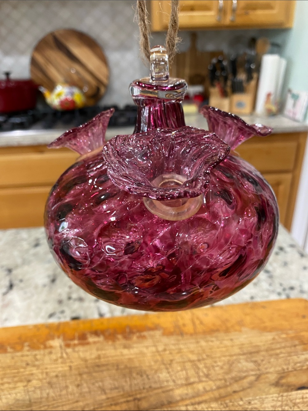 Blown Glass Hummingbird feeder